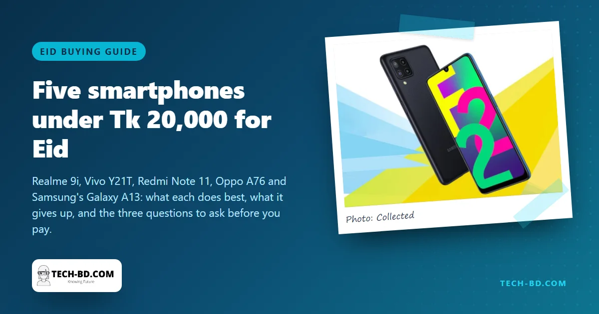 Eid buying guide: five smartphones under Tk 20,000 in April 2022, and how to choose between them