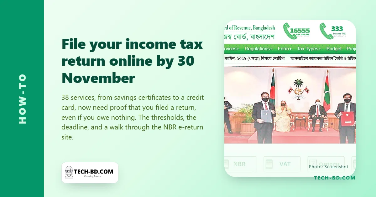 File your income tax return online by 30 November: who must, what it costs, and the etaxnbr.gov.bd steps