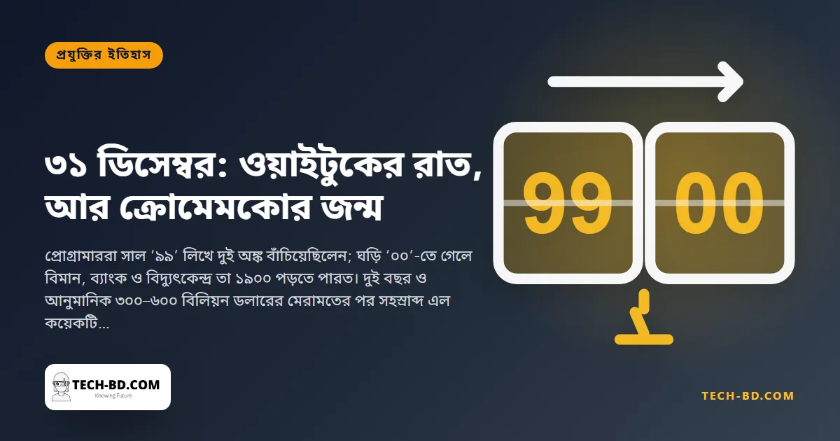 ১৯৯৯ সালের ৩১ ডিসেম্বর: যে রাতে দুনিয়া অপেক্ষা করল কম্পিউটার কখন ভাববে এটি ১৯০০—ওয়াইটুকে, যে ত্রুটি শত শত বিলিয়ন খরচ করাল আর, সে কারণেই, প্রায় কিছুই করল না