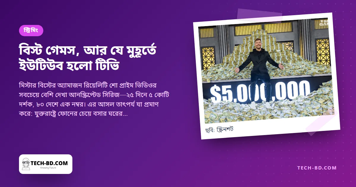 বিস্ট গেমস: ১ হাজার প্রতিযোগী, ১ হাজার ১০৭ ক্যামেরা, ৫০ লাখ ডলারের পুরস্কার—আর প্রমাণ যে ইউটিউব টেলিভিশন হয়ে গেছে
