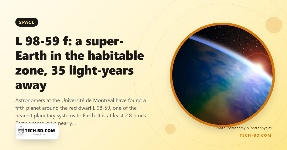 A fifth planet, 35 light-years away, in the zone where water stays liquid — what L 98-59 f is and why the Webb telescope is next
