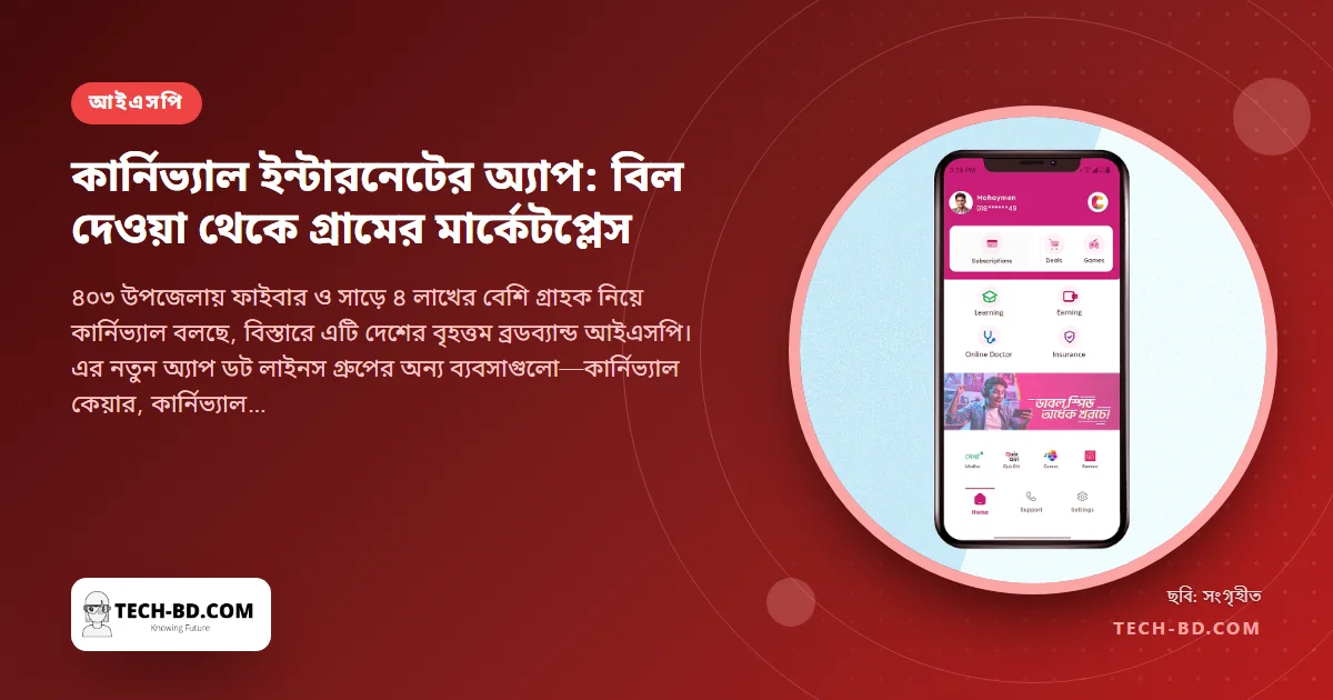 ৪০৩ উপজেলার আইএসপি কার্নিভ্যাল ইন্টারনেট বিল দেওয়ার অ্যাপকে বানাচ্ছে মার্কেটপ্লেস—সেপ্টেম্বরের মাঝামাঝি থেকে টেলিমেডিসিন, ক্ষুদ্র বিমা, কোর্স ও রিসেলিং