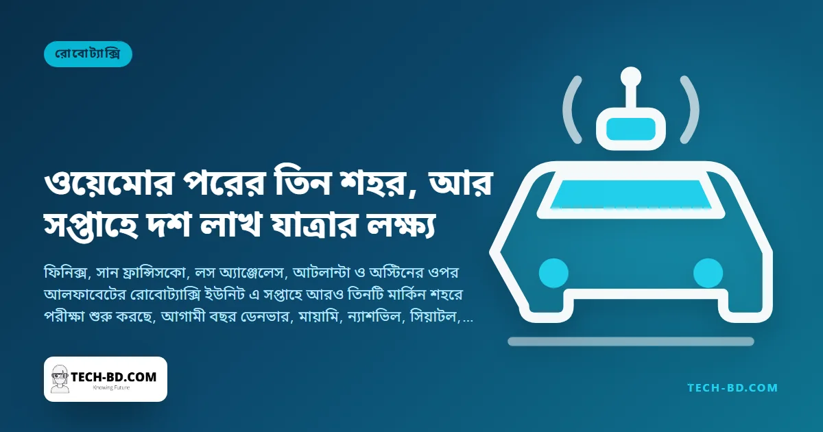 ডেট্রয়েট, লাস ভেগাস ও সান ডিয়েগোতে যাচ্ছে ওয়েমো—২০২৬ সালের শেষে সপ্তাহে ১০ লাখ চালকহীন যাত্রা চায়