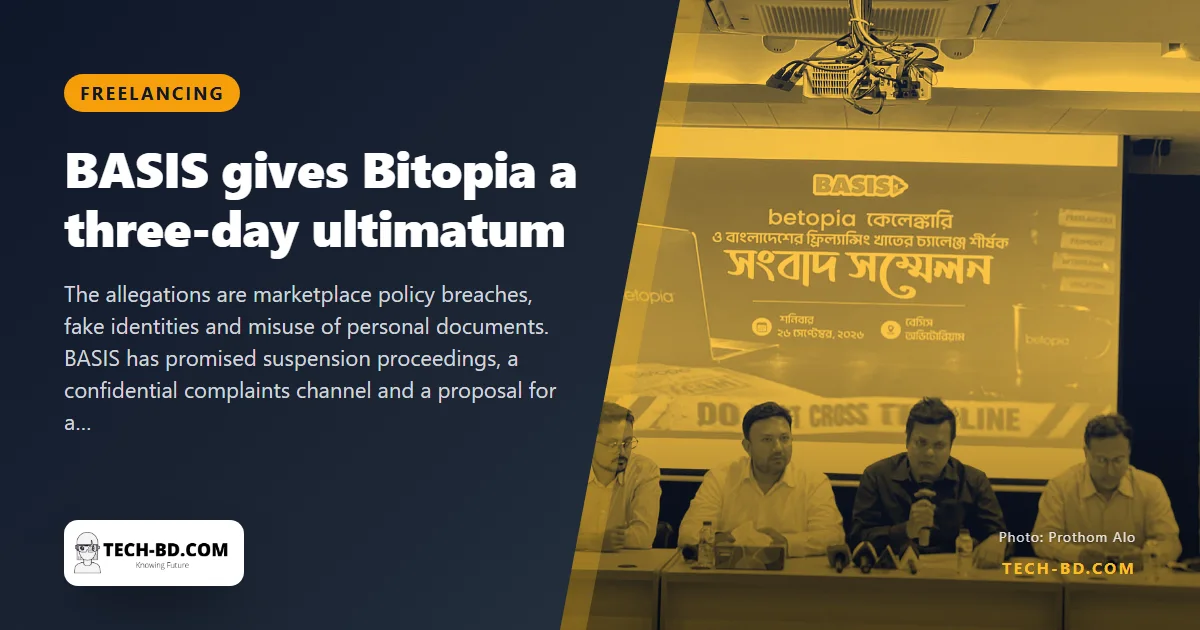 BASIS gives Bitopia three days to answer allegations that freelancers’ NIDs and passports were used without consent