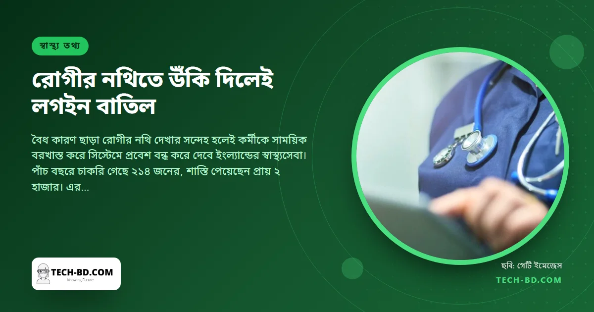 বিনা কারণে রোগীর নথি খুলে দেখায় শাস্তি পেয়েছেন দুই হাজার এনএইচএস কর্মী, এখন সন্দেহ হলেই বরখাস্ত