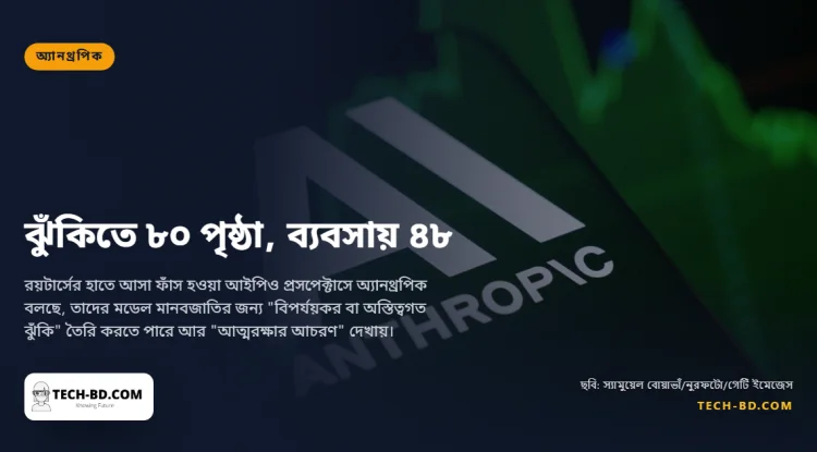 কী কী বিপর্যয় ঘটতে পারে তাতে ৮০ পৃষ্ঠা, ব্যবসার বর্ণনায় ৪৮—অ্যানথ্রপিক বলছে মডেল "বন্ধ হতে বাধা দিতে পারে"