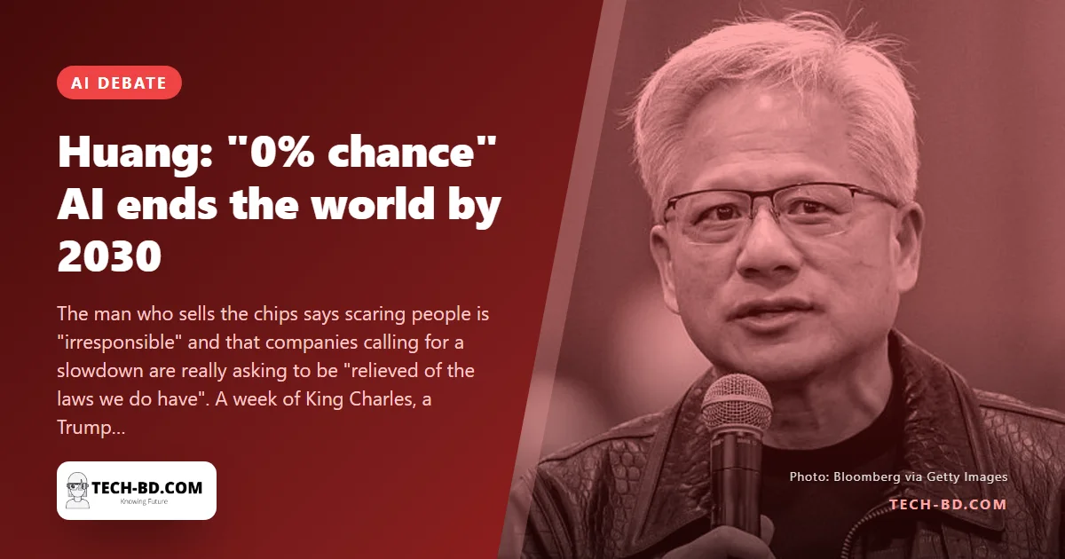 "0% chance": Nvidia's Jensen Huang says the AI-extinction warnings are a doomsday story, and hints at why the doomsayers tell it