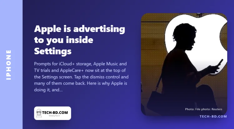 Apple has put its own adverts inside the iPhone Settings app, and dismissing them often does nothing