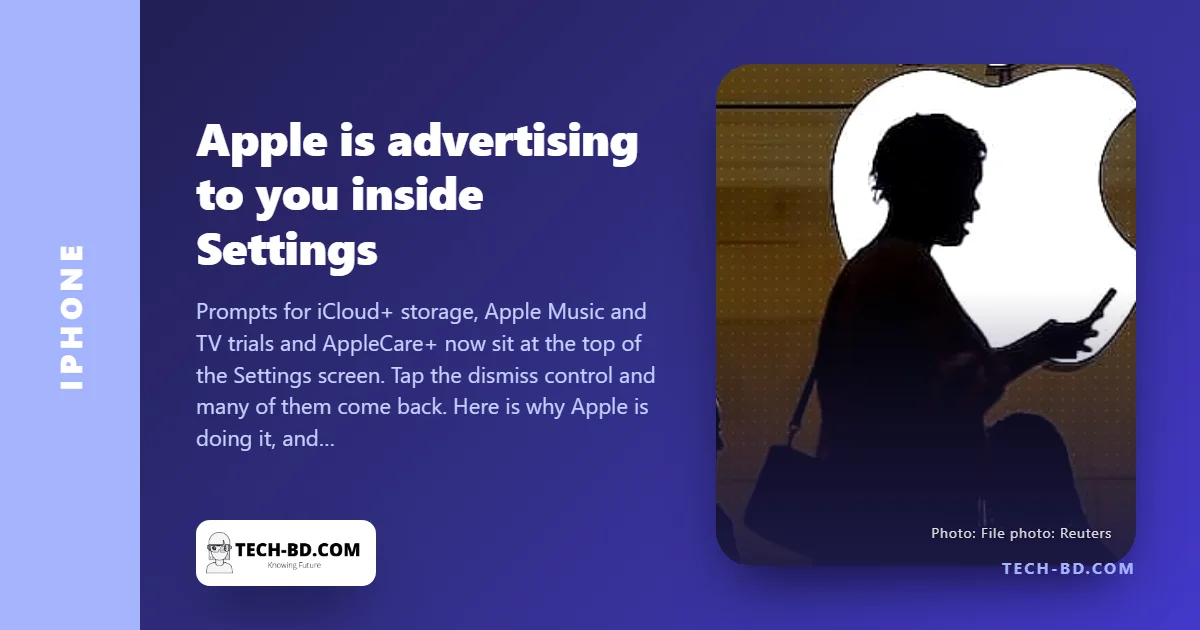 Apple has put its own adverts inside the iPhone Settings app, and dismissing them often does nothing