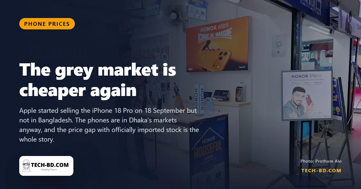 The iPhone 18 Pro Max is in Dhaka’s shops unofficially at Tk2,12,000 — thirty thousand less than the official iPhone 17 Pro Max