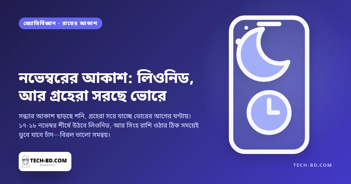 ১৭ নভেম্বর রাতে শীর্ষে উঠবে লিওনিড উল্কাবৃষ্টি, আর এ বছর সিংহ রাশি ওঠার ঠিক সময়েই ডুবে যাচ্ছে চাঁদ