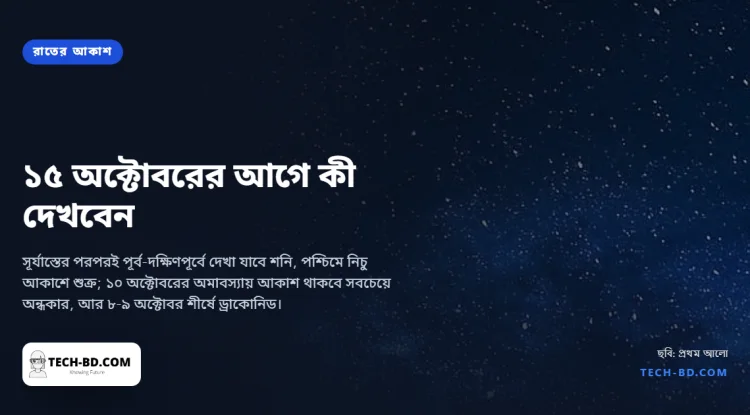 ১৫ অক্টোবর পর্যন্ত সন্ধ্যার আকাশে রাজত্ব শনির, আর ৮ অক্টোবর রাতে শীর্ষে উঠবে ড্রাকোনিড উল্কাবৃষ্টি