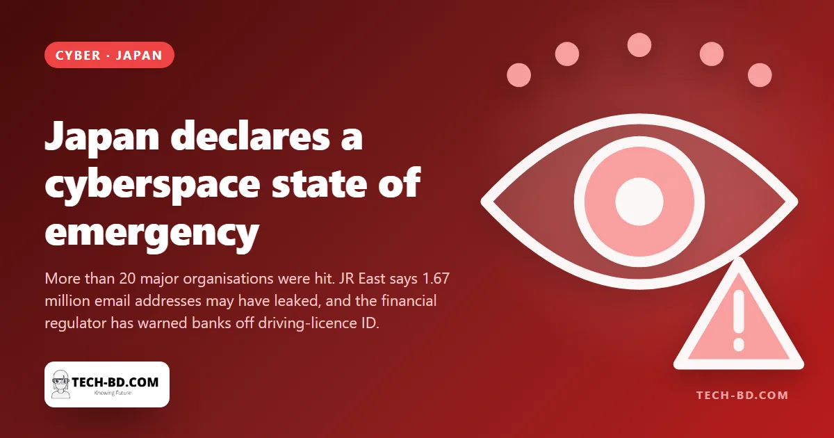 Japan has declared a state of emergency in cyberspace, and told banks to stop accepting driving licences as proof of identity