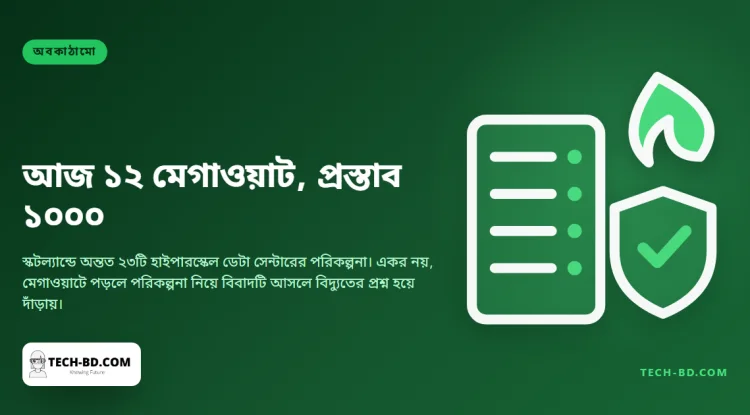 স্কটল্যান্ডের সবচেয়ে বড় ডেটা সেন্টার টানে ১২ মেগাওয়াট। প্রস্তাবিত ২৩টির একটি টানবে এক হাজার