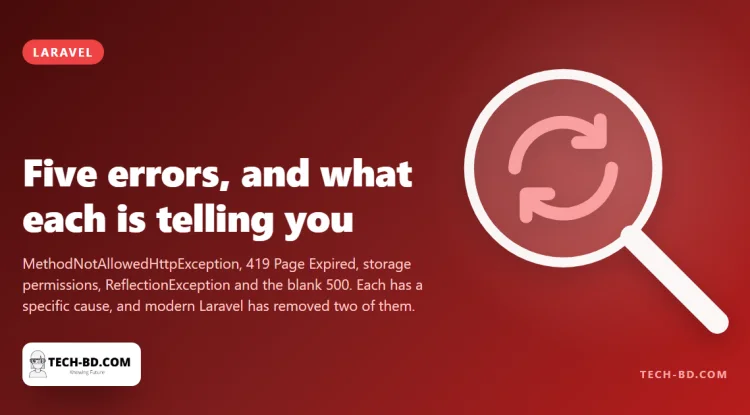 Five Laravel errors that stop beginners, what each one is actually telling you, and the two that no longer happen