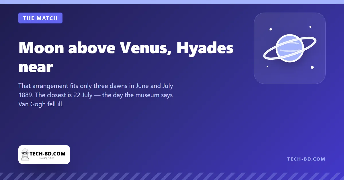 Moon above Venus, Hyades near